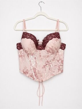 Windsor Floral Lace Corset Top | Blush Pink | Size L